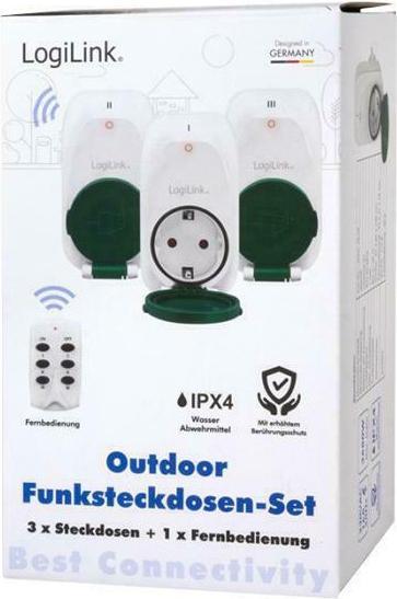 Image du produit LogiLink Set de prises avec télécommande, 3xCEE 7/3, outdoor, IPX4