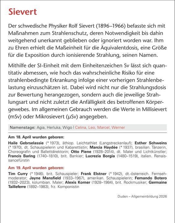 Actual product image Harenberg Duden Allgemeinbildung Tagesabreisskalender 2026 - Wissen und Quizzen (11 x 14 cm, German)