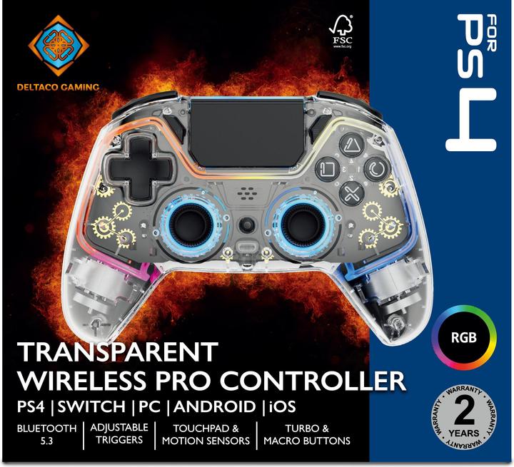 Productafbeelding Deltaco Gaming PS4 draadloze controller (Switch OLED, Switch, PC, Android, iOS, PS4, PS4 Pro)