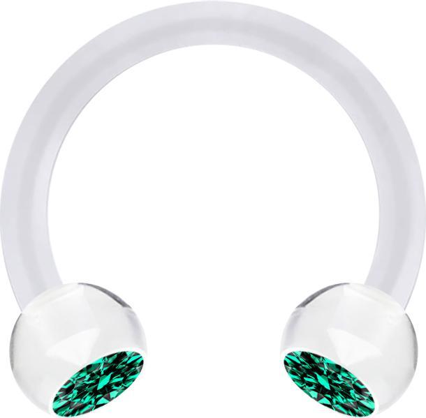Produktbild Star Piercing Micro Circular Barbell transparent mit zwei Kugeln Kristall türkis (Acryl, ohne Messing)