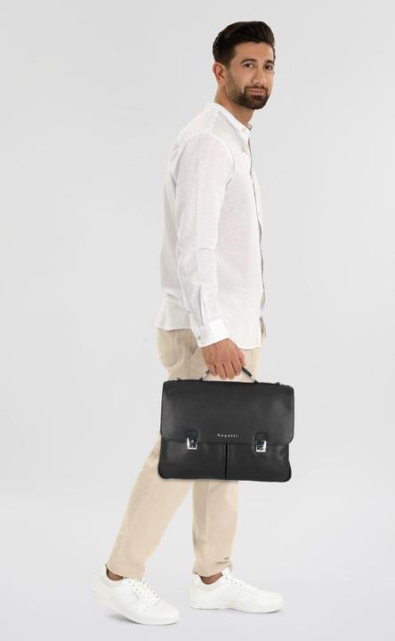 Actual product image Bugatti Valencia briefcase XL leather 3 main compartments 43 cm laptop compartment (15")