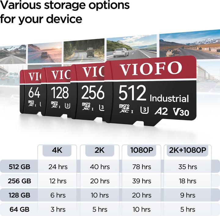 Image du produit Viofo 512GB SD card (512 Go, microSDXC, U3, UHS-I)
