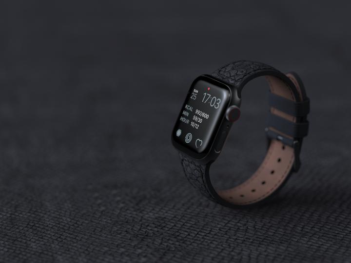 Actual product image Njord Vindur Watch Strap for Apple Watch 44/45mm (45 mm, Vegan Leather, Stainless steel fastener, Salmon leather)