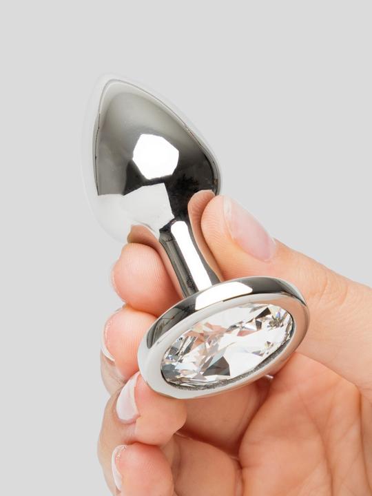 Lovehoney silver stainless steel analpug with crystal 6 cm
