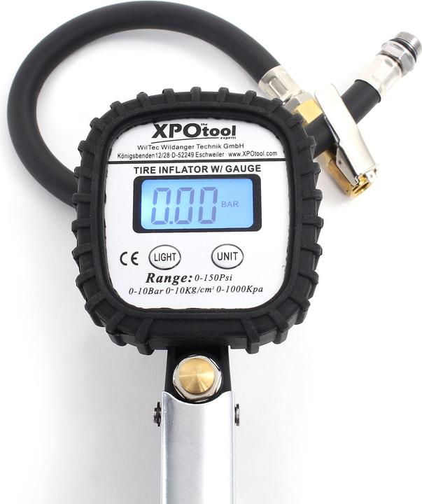 Produktbild Wiltec Digitale Reifenfüllpistole 0-10bar Reifenfüllgerät Druckluft Messgerät