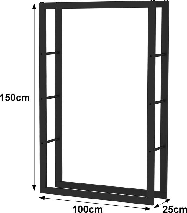 Actual product image Wiltec Toboli firewood rack 150x25x100cm metal firewood rack indoor outdoor firewood (100 x 25 x 150 cm)