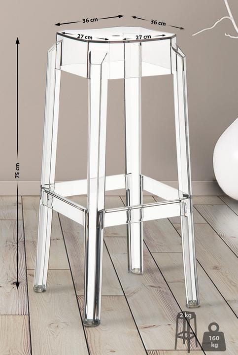 Actual product image CLP Set of 2 bar stools Fox, transparent