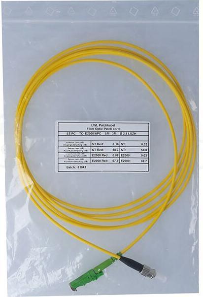 Produktbild BlueOptics Simplex LWL Patchkabel ST-PC/E2000-APC Singlemode 15 Meter (15 m)