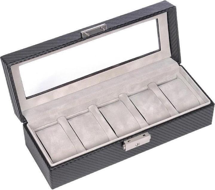 Produktbild Sacher 1115.380421 - Uhrenetui für 5 Uhren carvon schwarz (Leder)