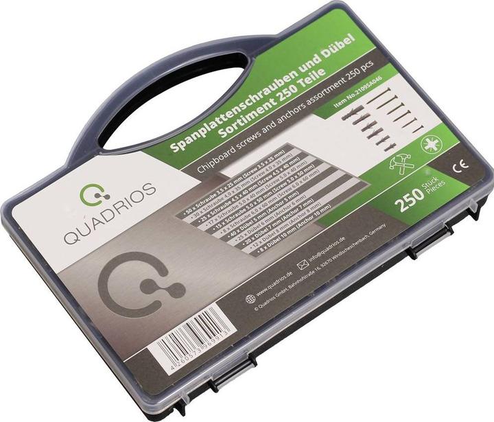Produktbild Quadrios Spanplattenschrauben Dübel-Sortiment - 250 tlg (250 Schrauben pro Stück)