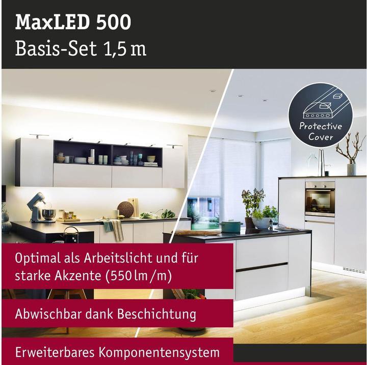 Produktbild Paulmann MaxLED 500 Stripe Set (Weiss, Neutralweiss, Tageslicht, 150 cm, Indoor)