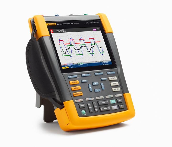 Produktbild Fluke 190-104-III Hand-Oszilloskop (Scope-Meter) 100MHz 4-Kanal 1.25 GSa/s 30 kpts 8 Bit 1 Set (CAT III 1000V, CAT IV 600V)