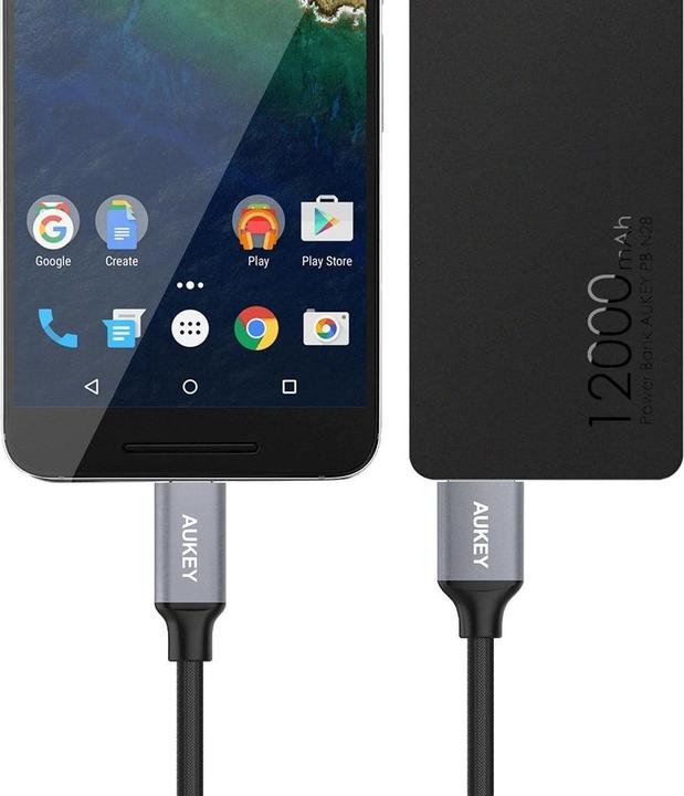Actual product image Aukey USB A - USB Type-C Nylon (1 m, USB 3.0)