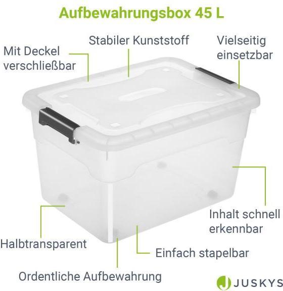 Immagine prodotto Juskys Set di scatole portaoggetti con coperchio (45 l)