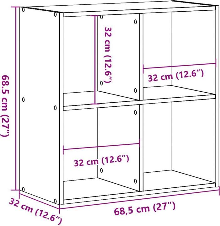 Produktbild VidaXL Bücherregal (68.5 x 32 x 68.5 cm)