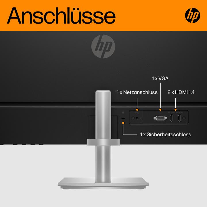 Produktbild HP M27h FHD Monitor 68,58cm 27Zoll IPS 1920x1080 16:9 300cd/m2 5ms VGA 2xHDMI Black/Silver (P) (1920 x 1080 Pixel, 27")