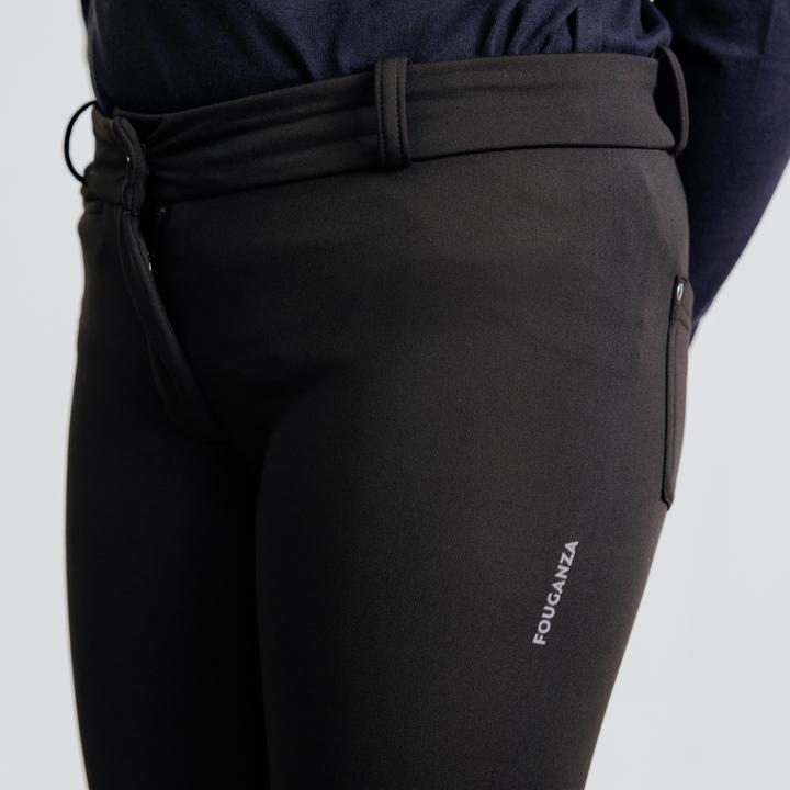 Immagine prodotto Fouganza Jodhpurs caldi da equitazione a sella intera per bambini 180 - Nero (164)