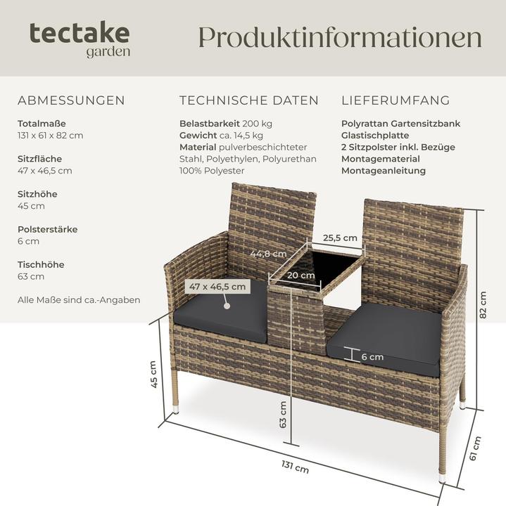Actual product image tectake Garden bench