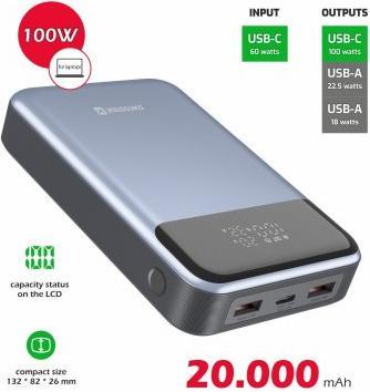 Actual product image Swissten POWER BANK 20000 mAh 100W POWER DELIVERY PRO NOTEBOOKY (20000 mAh, 100 W, 74 Wh)