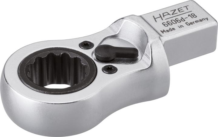 HAZET Einsteck-Ratschen-Ringschlüssel 6606D-18 ∙ Einsteck-Vierkant 14 x 18 mm ∙ Aussen Doppel-Sechsk… (1/4", 320 Nm)