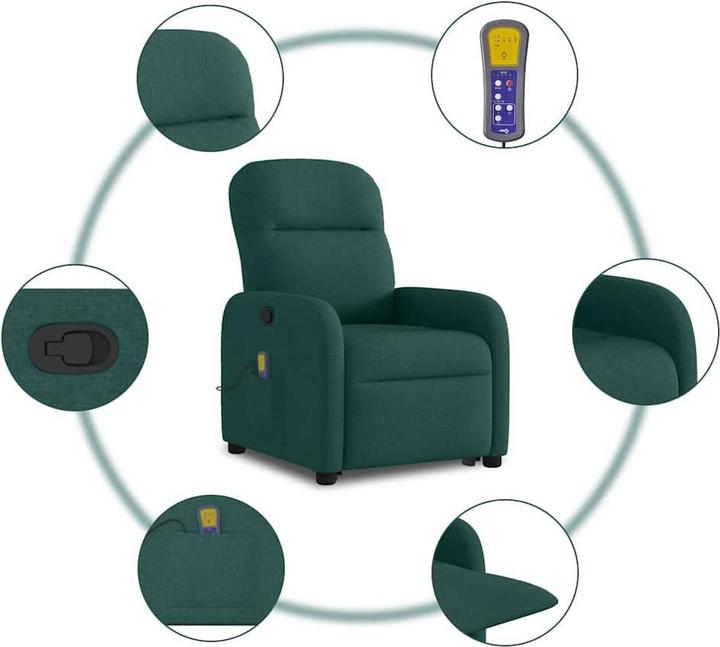 Produktbild VidaXL Massagesessel mit Aufstehhilfe Dunkelgrün Stoff