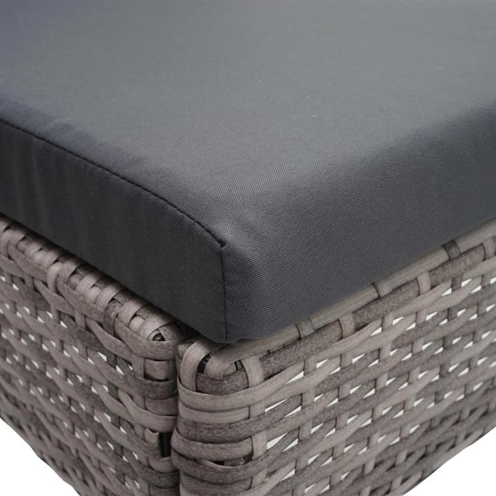 Produktbild Swisshandel24 2x Poly-Rattan Stuhl, Balkonstuhl Gartenstuhl, stapelbar - grau, Kissen dunkelgrau