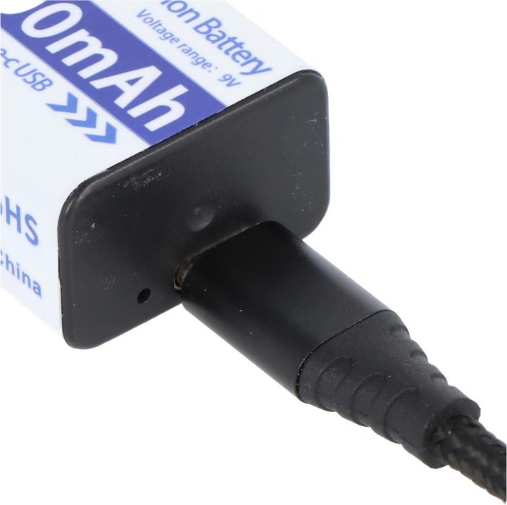 Actual product image AccuCell 9V Akkublock mit USB-C Ladeanschluss, Li-ion, 7,4V, 1200mAh, 8,1 Wh (1 pcs., 1200 mAh, Rechargeable battery)