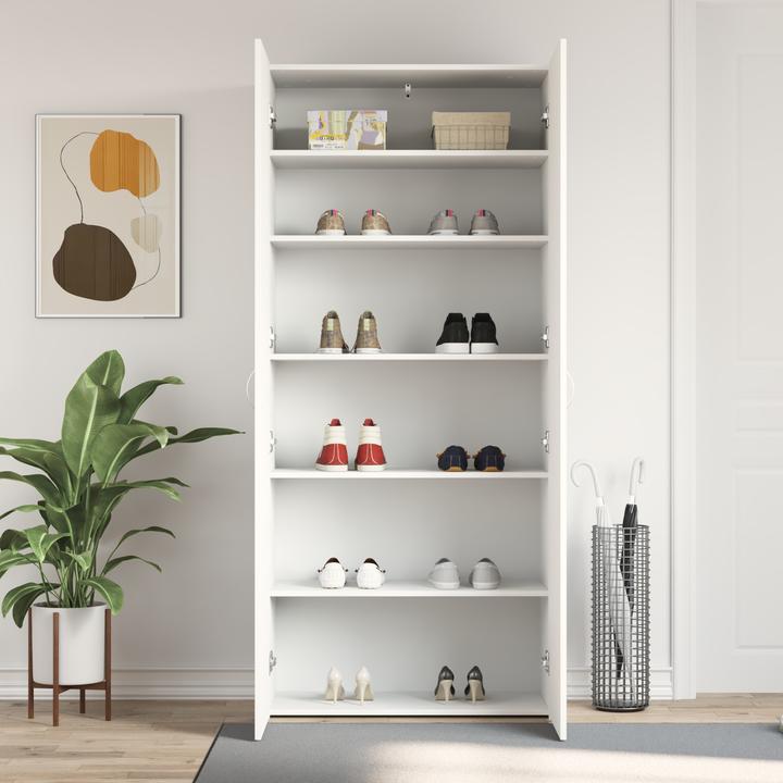Actual product image VidaXL Shoe cabinet white 80x35.5x180 cm wood-based material (80 x 35.5 x 180 cm)