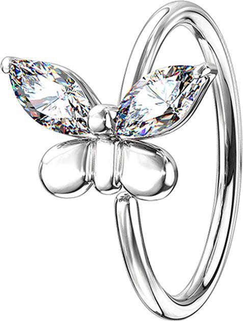 Star Piercing Micro Piercing Ring silber Schmetterling mit Kristall (Messing)