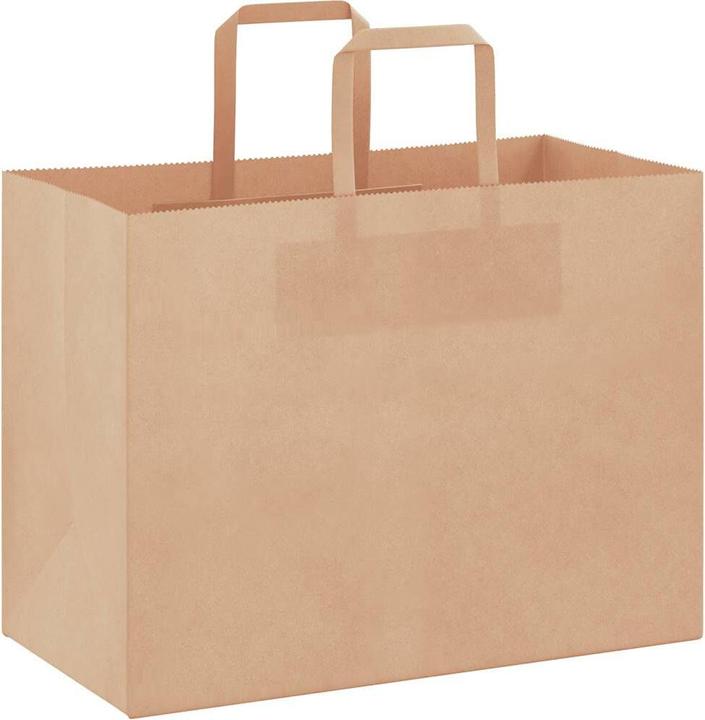 Produktbild VidaXL Kraftpapiertüten 250 Stk. mit Henkel Braun 32x17x25 cm Papiertüte (Geschenktüte, 250 x)