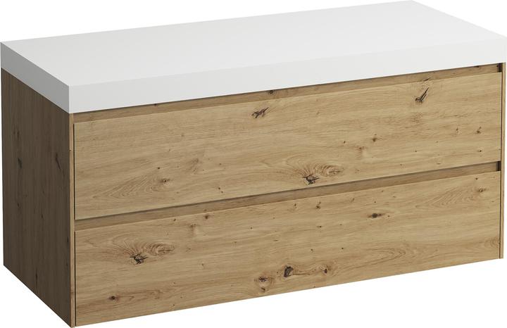 Produktbild Laufen Lani Waschtischplatte weiss matt inkl. Unterschrank, ohne Ausschnitt, 1185x495x580mm, H404570