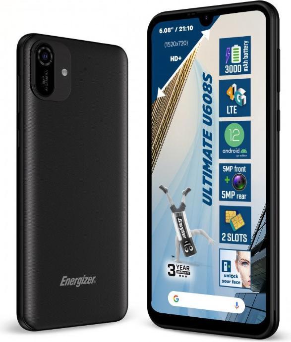 Energizer Ultimate U608S Smartphone - Smartphone 2 Go de RAM 32 Go 6,08 pouces 4G Dual Sim EU (Noir) (32 Go, Noir, 6.09", Double SIM, 5 Mpx, 4G)