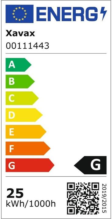 Energy Label Xavax Oven lamp (E14, 25 W, 80 lm, 1 x, G)