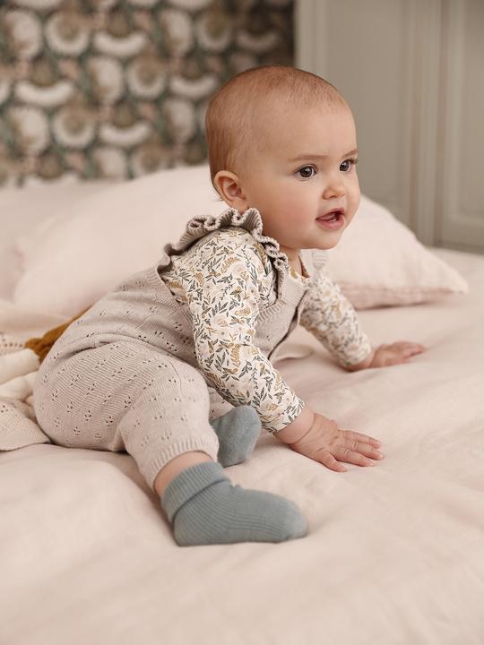 Actual product image Vertbaudet Baby knitted dungarees with flounce straps Oeko-Tex (80)