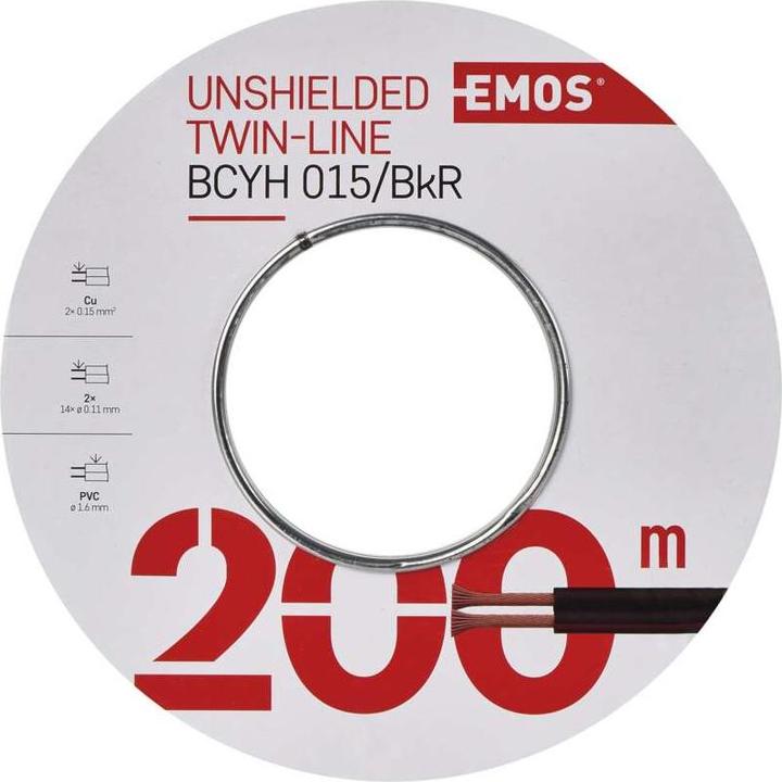 Actual product image Emos UTP cable 2x0.15mm black-red, 200m (200 m)