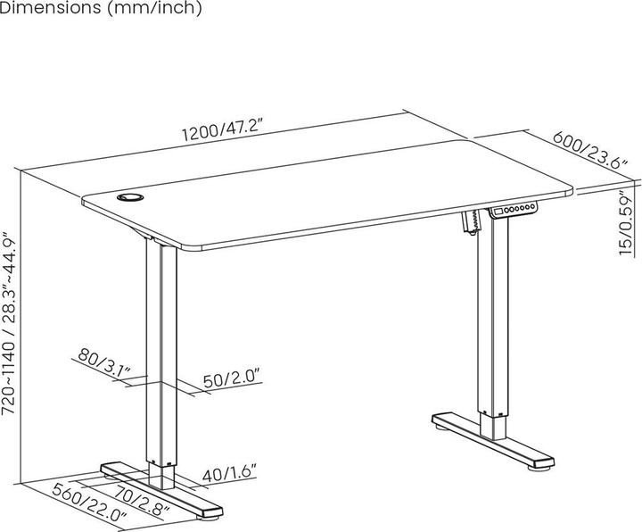 Actual product image Maclean Electrically height-adjustable desk ER-451, 120x60cm