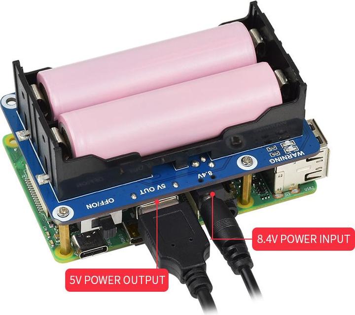 Image du produit WaveShare UPS HAT pour Raspberry Pi Alimentation électrique ininterrompue