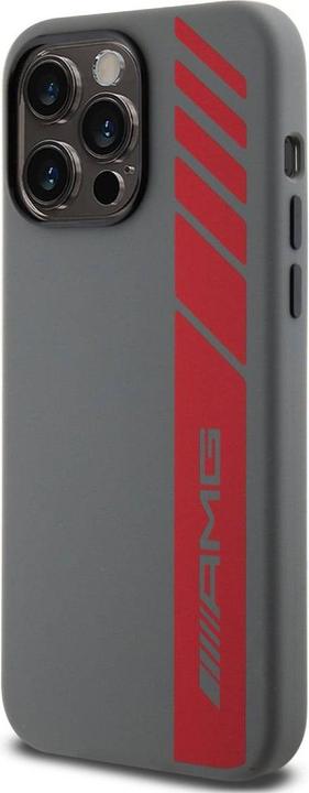 Image du produit Mercedes-Benz Étui à logo vertical en silicone liquide AMG MagSafe pour iPhone 15 Pro Max gris (Apple iPhone 15 Pro Max)