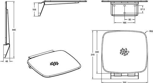 Image du produit Villeroy & Boch Siège de douche rabattable V&B ViCare Universal blanc 355x105x370mm