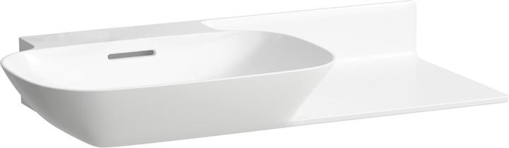 Actual product image Laufen INO washbasin, without tap hole, with overflow, ceramic shelf right, 900x450mm, H813302 (496 mm, 900 mm)