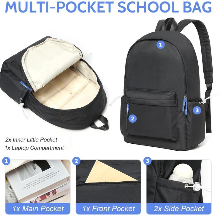 Actual product image Only-Bags.Store Backpack school teenager, school bag, daypack with laptop compartment, water-repellent school bag (24 l)