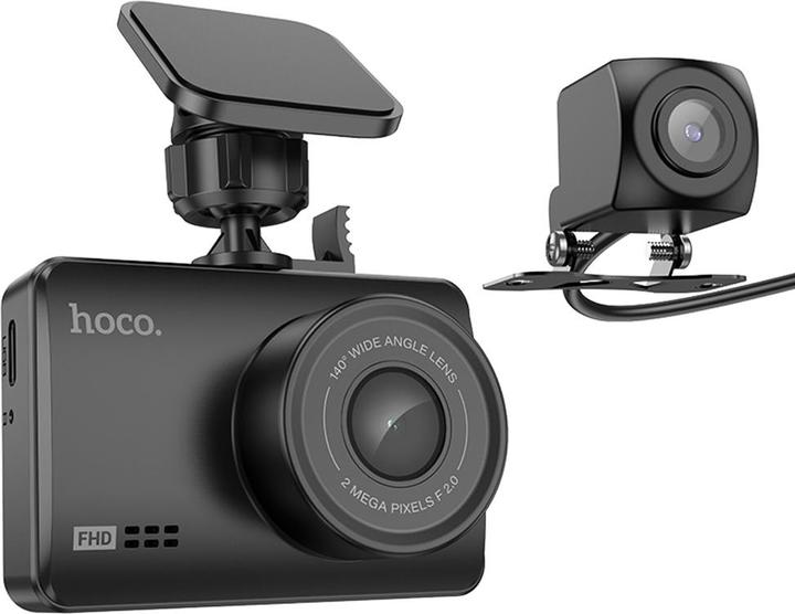 Image du produit Hoco Casque avec microphone caméra voiture avec écran 2,45" + caméra arrière 1080P/30fps DV3 noir (Écran intégré, Bluetooth, Vision nocturne, Microphone intégré, Full HD)
