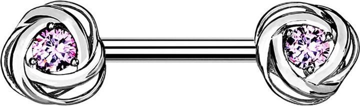Star Piercing Barbell silber Rosenblüte Kristall pink (Chirurgenstahl 316L, Messing)