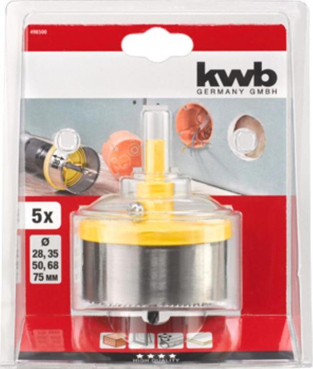 Immagine prodotto kwb Sega a tazza 2875/profondità 30/ 5 cerchi (50 mm, 68 mm, 35 mm, 28 mm, 75 mm)