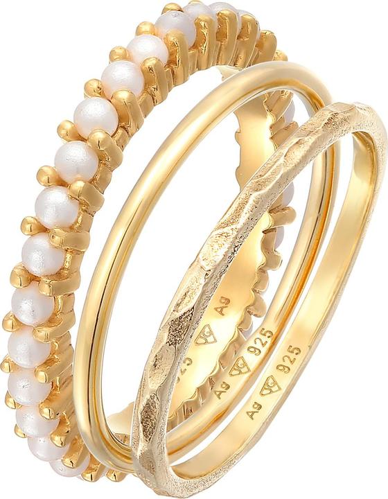 Elli Ring Stapelring Perlen 3er Set 925 Silber