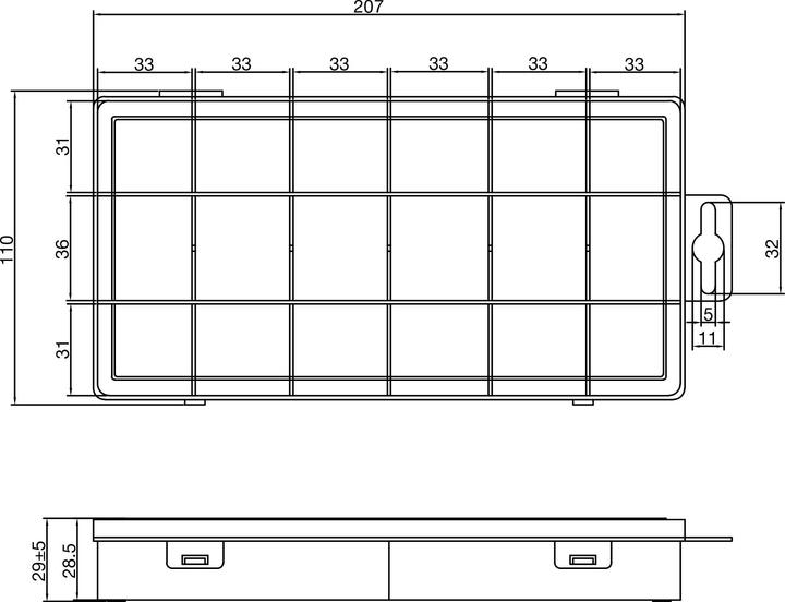 Nährwerte und Zutaten InLine Kleinteilebox, 18 Fächer, Abmessungen: 207x110x27mm, orange