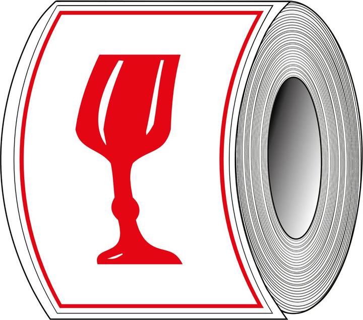 Productafbeelding Brady PIC012, B-7610, Verpakkingsetiketten - Breekbaar, papier, mat, rood op wit, 105 x 74 mm