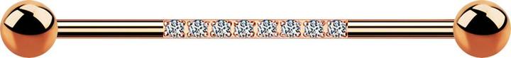 Star Piercing Barbell rosegold mit zwei Kugeln acht Kristalle silber (ohne Messing, Chirurgenstahl 316L)
