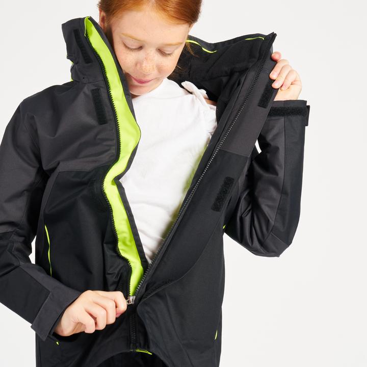 Produktbild Tribord Regenjacke Segeljacke Kinder wasserdicht winddicht - Sailing 300 dunkelgrau
