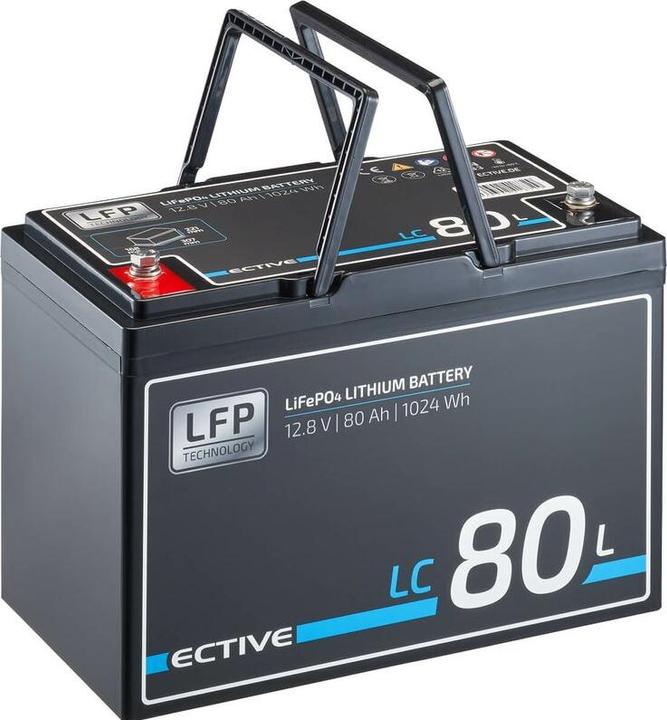 Image du produit Ective LC 80L 12V LiFePO4 Batterie d'alimentation au lithium 80Ah (12 V, 80 Ah)